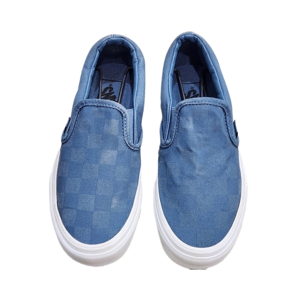 Vans Classic Slip On Tonal Check Coronet Blue Canvas  Mens 6.5 Womens 8 NWOT - Picture 4 of 7